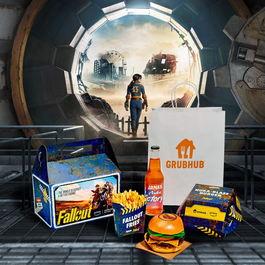 "Grubhub Nuka-Blast Burger Meal - Spice up your meal and join the Fallout universe with this limited-edition dining experience. Order now on Grubhub."