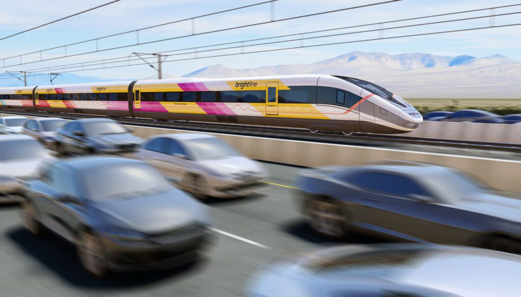 Image: Workers conducting field investigation work for Brightline West's high-speed rail project in Southern California and Nevada.