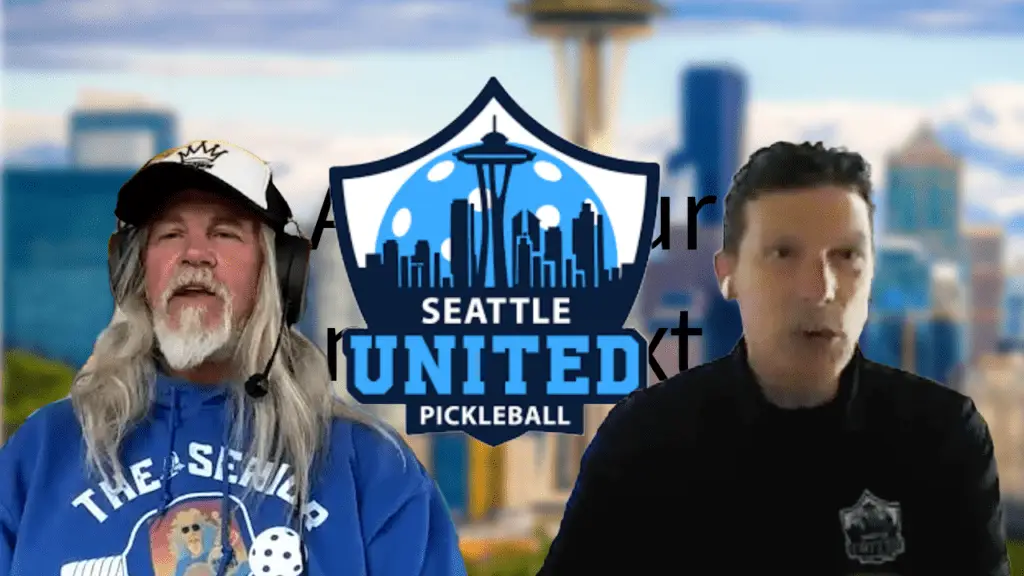 "James Main and Mike Sleeves Sliwa discussing pickleball and Seattle United in the latest People of Pickleball Podcast episode."