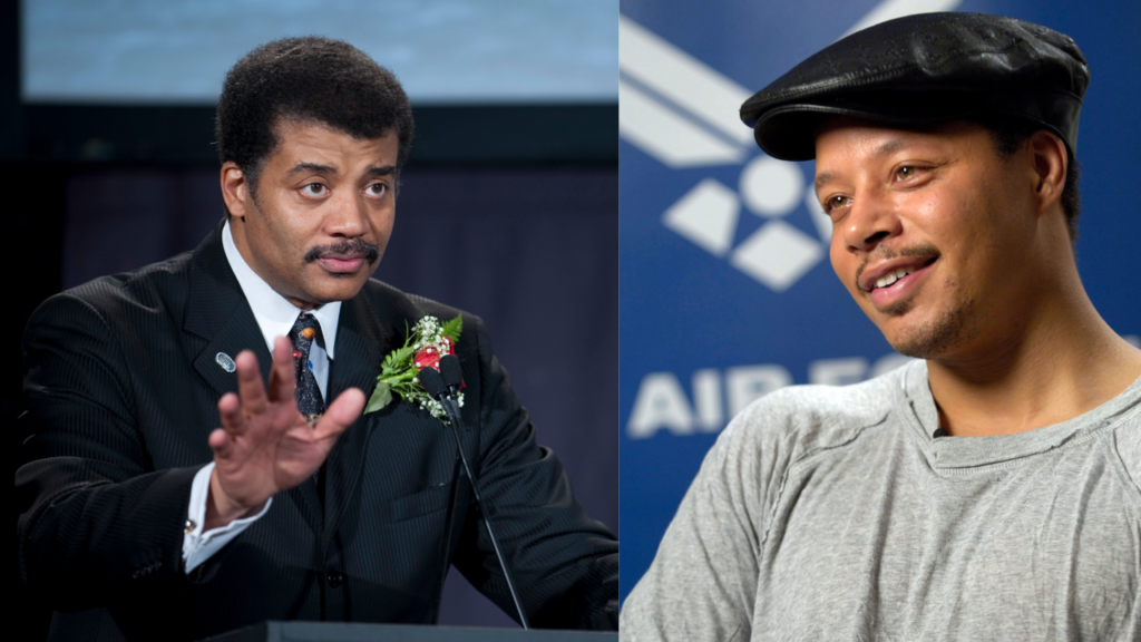 Neil deGrasse Tyson and Terrance Howard engage in a discussion on genius and understanding.