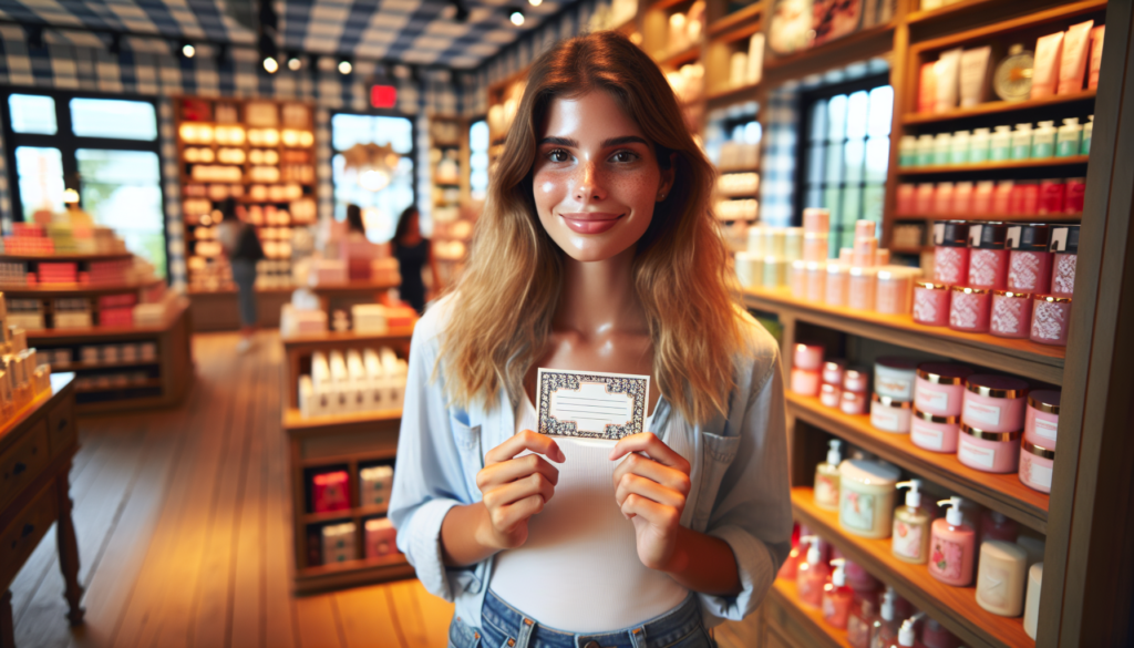 Customer holding a voucher at a store