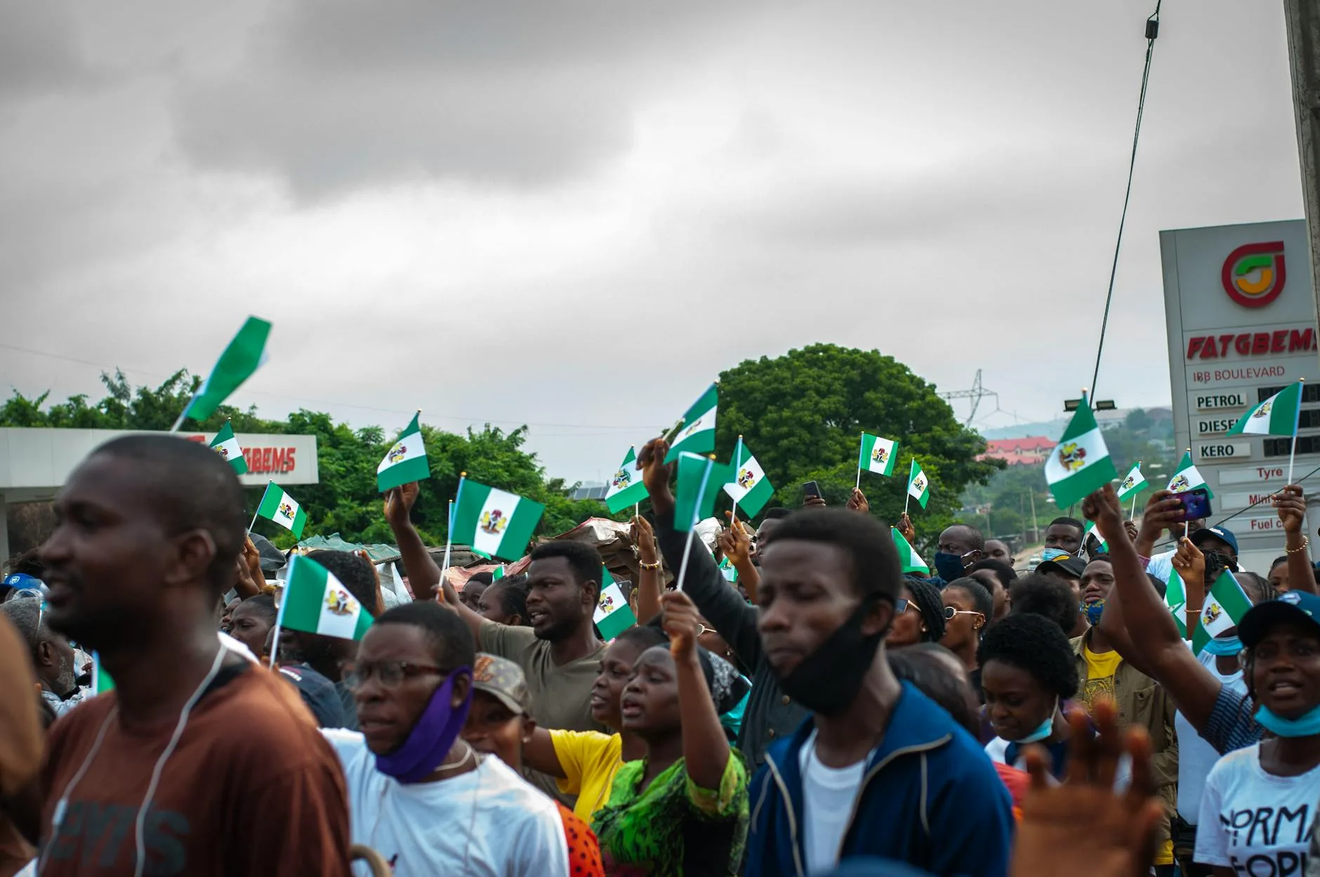 African people protesting on streets