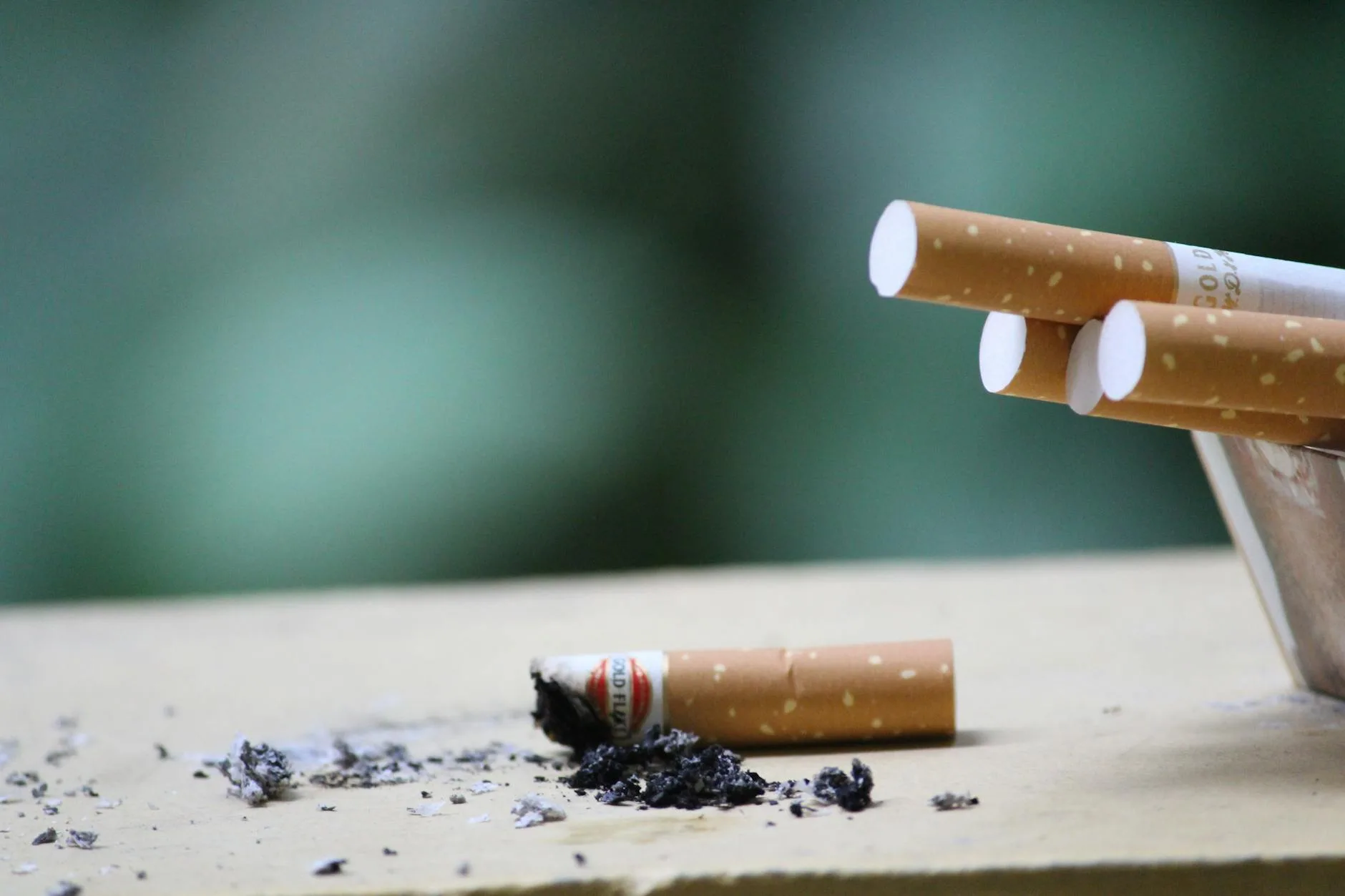 close up photo of cigarette ashes. nicotine