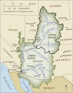 Map of Colorado river and its drainage basin.