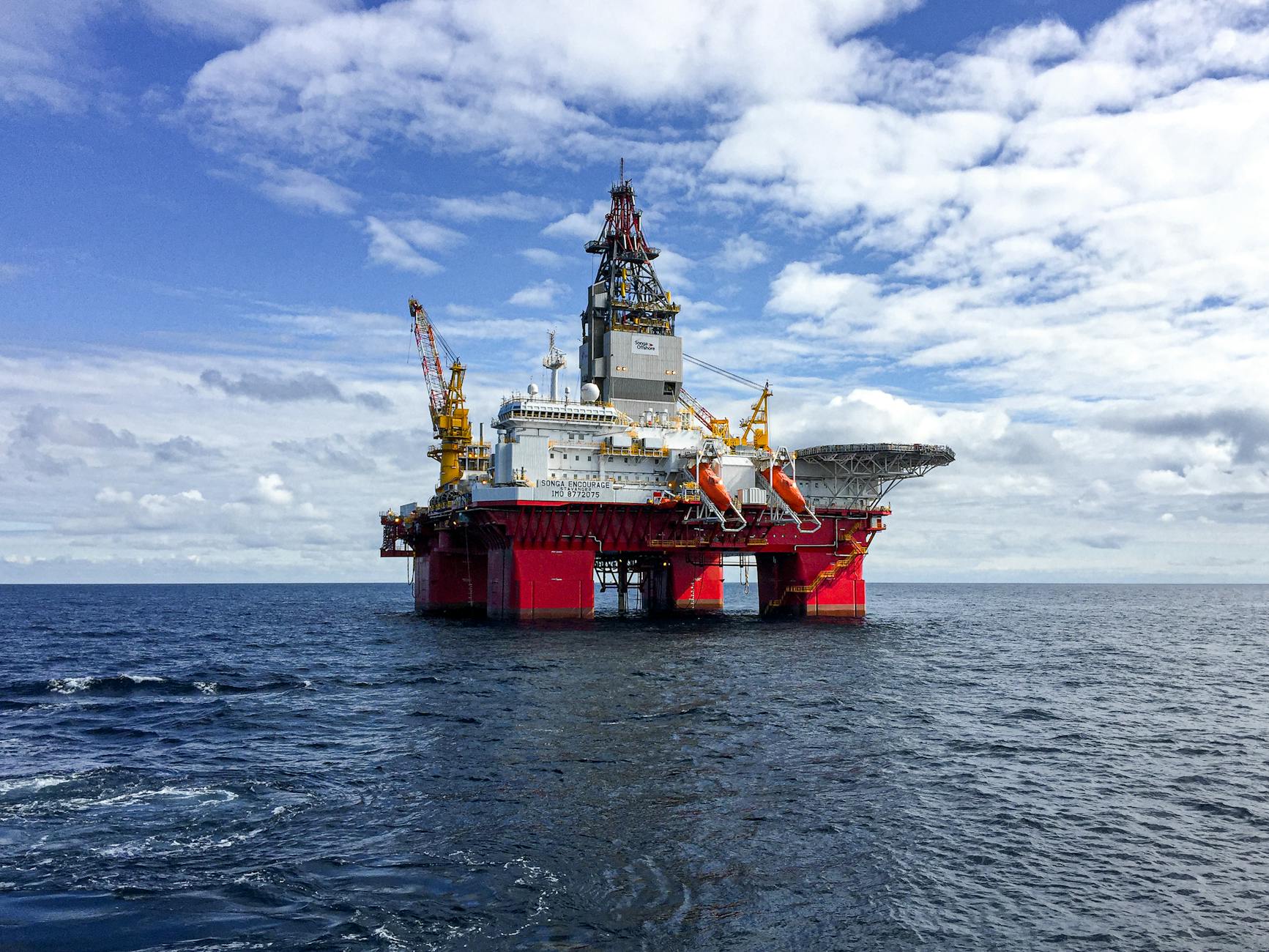 oil platfrom rig in the middle of the ocean. UK.