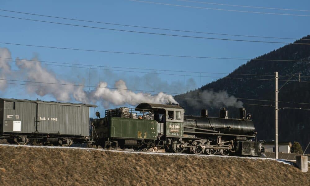 historic steam train on mountain railway