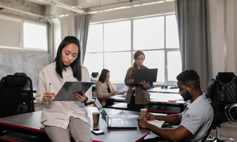 people working in an office