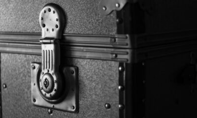 mechanical key lock of a chest box in close up