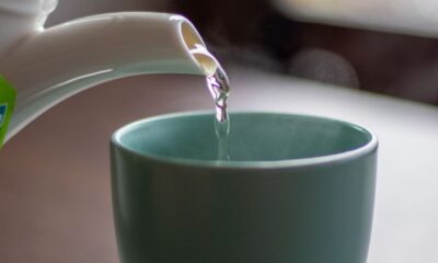 pouring water to cup