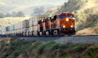 freight train gliding through scenic countryside