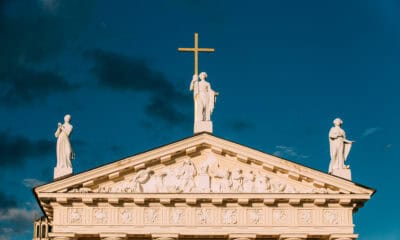 vilnius lithuania close pediment of cathedral bas 2026 03 19 08 08 38 utc